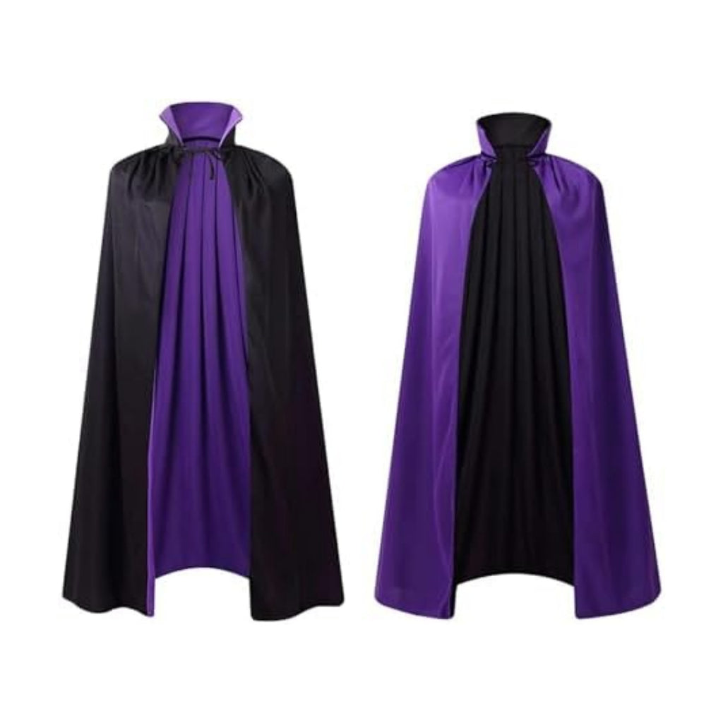 Adult Stand Collar with Hood Reversible Cloak Masquerade Cape for Halloween