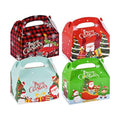 Gatherfun 24 Pieces Christmas Treat Box Candy Gable Boxes Goodie Boxes Cardboard Present Box Cookie with Handles for Christmas Party Favors, 6.2 x 3.5 x 3.5 Inches, 4 Designs