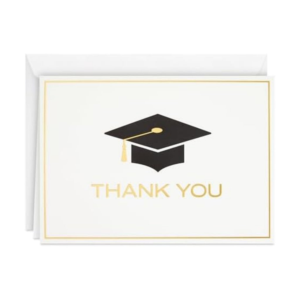 Hallmark Blank Graduation Thank You Cards, 40-Pack (Black and Gold)
