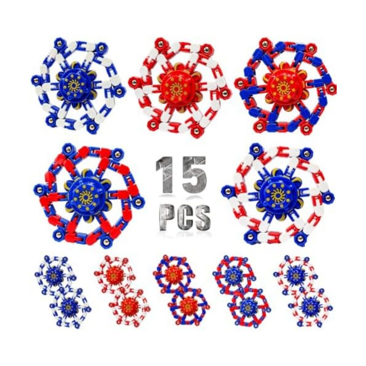 Transformable Fidget Spinners,15PCS Funny Sensory Fidget Toys Adults