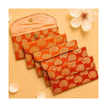 LoveNspire Brocade Fabric Money Envelopes (7.5 x 3.5 Inch) Decorative Paisley Pattern Shagun Lifafa for Indian Wedding, Birthday | Cash Gift Holder & Home Savings Organizer Orange/Pack of 5