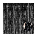 4 Pack Black Foil Fringe Curtain Backdrop, 3.28Ft x 8.2Ft Metallic Tinsel Streamer Curtains for Party, Photo Booth Props, Birthday, 2022 Graduation Decoration Party Supplies