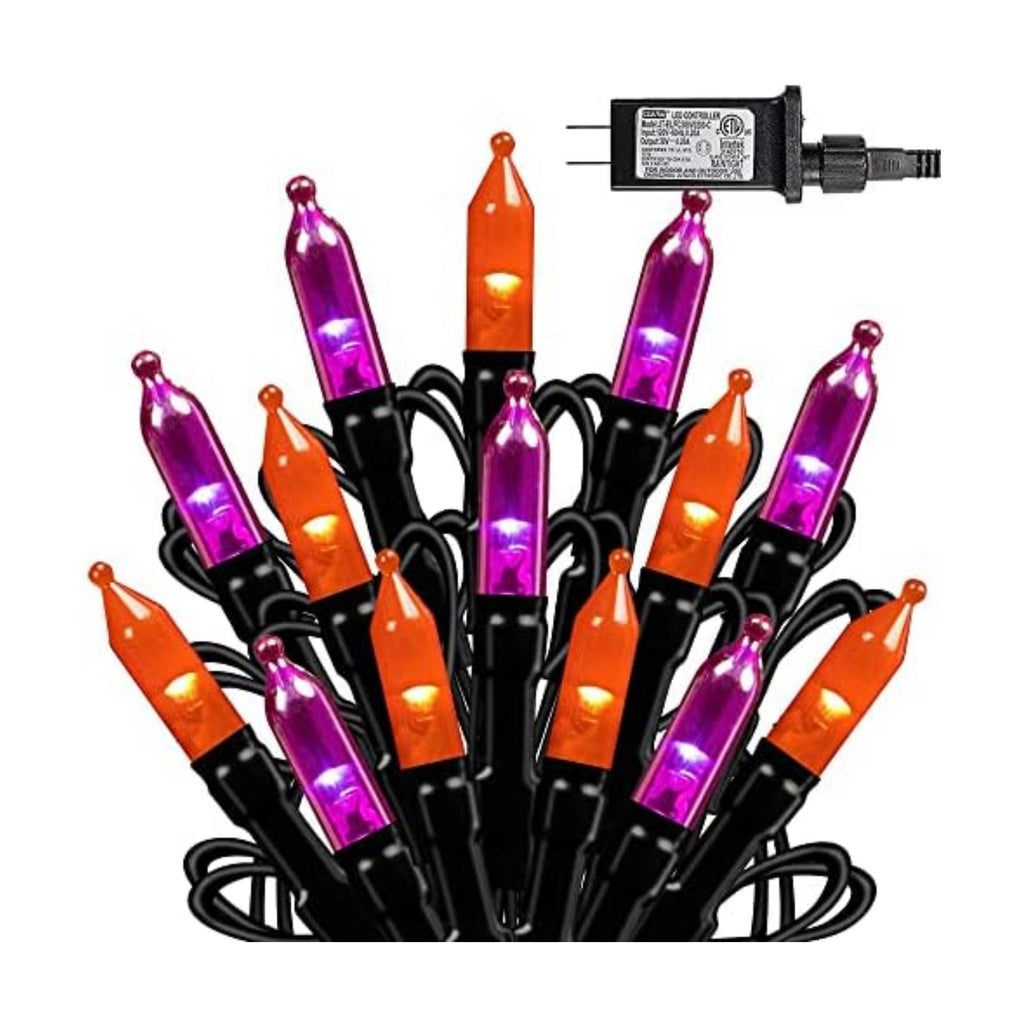 Dazzle Bright 200 LED Halloween Mini String Lights, 65FT Connectable Waterproof Plug in with 8 Modes Lights for Indoor Outdoor Patio Garden Party Decorations (Purple & Orange)