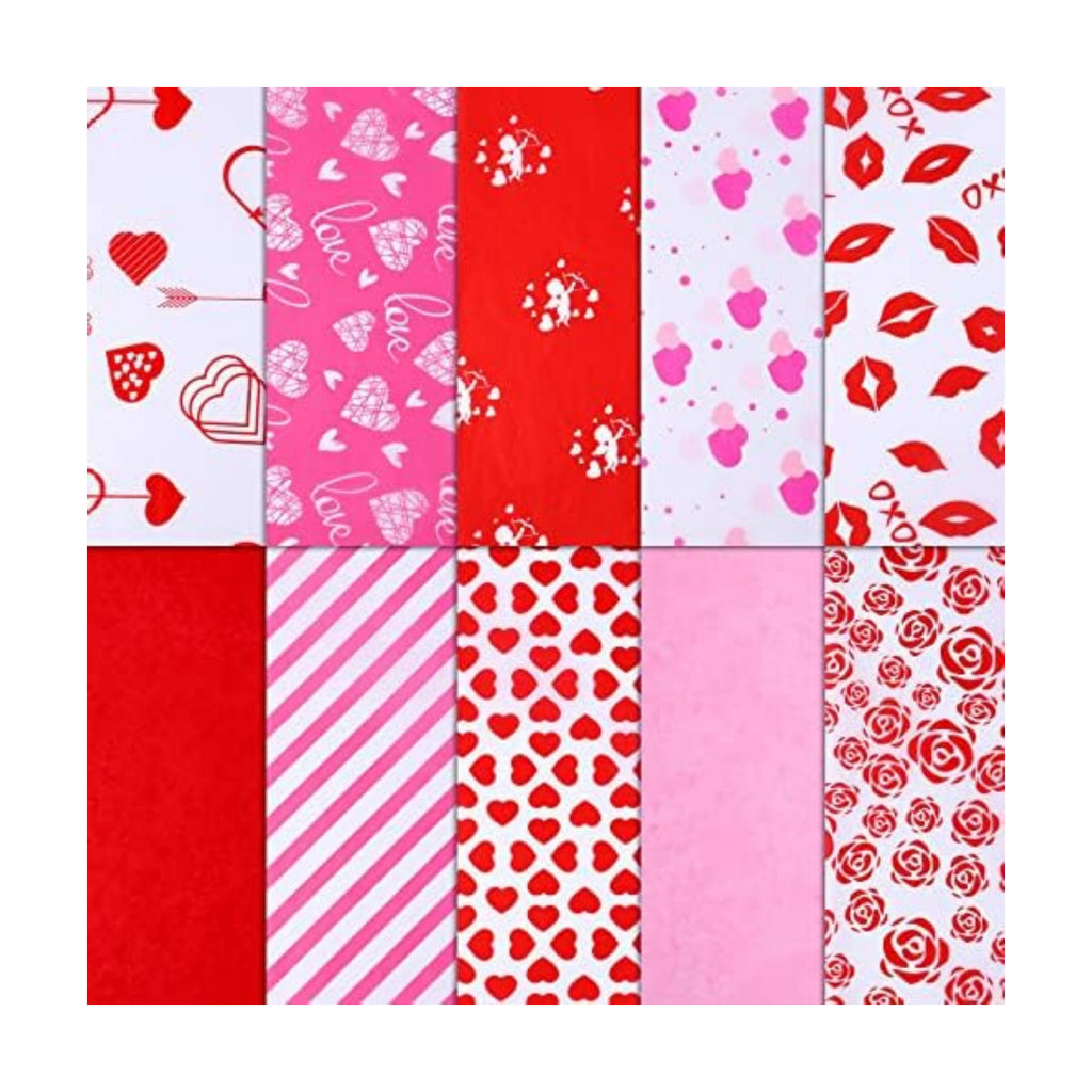 SANNIX 100 Sheets Valentine's Day Tissue Paper Bulk Gift Wrapping Paper for Gift Wrapping Boxes DIY Crafts Birthday Holiday Wedding Party Decoration 19.7 ×13.8 Inch (10 Patterns)
