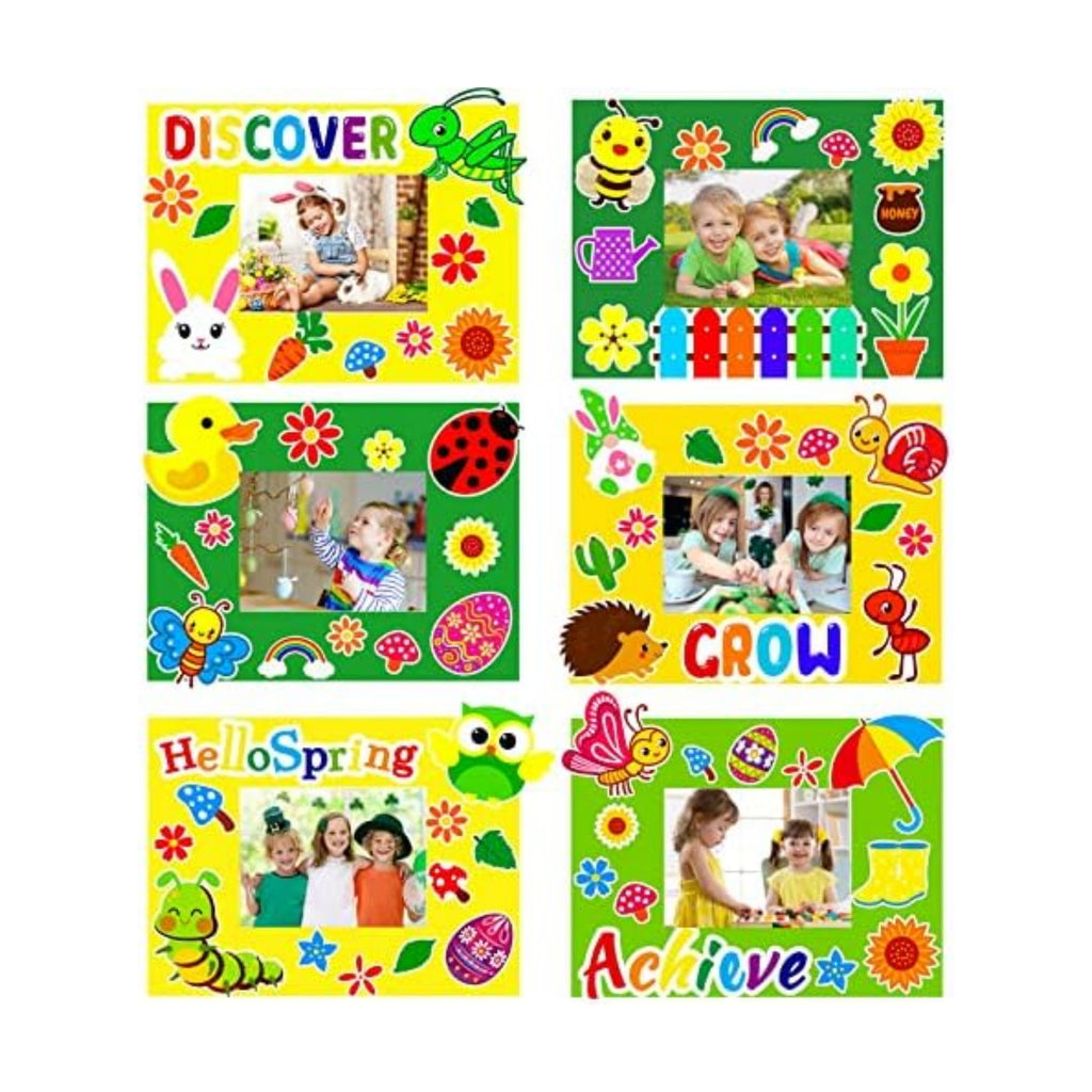 chiazllta 30 Packs Picture Frame Crafts DIY Stickers Flower Butterfly Spring Summer Craft Kits for Kids Bulk Art Craft Party Favors Home Back to School Classroom Activities Bulletin Board Decorations