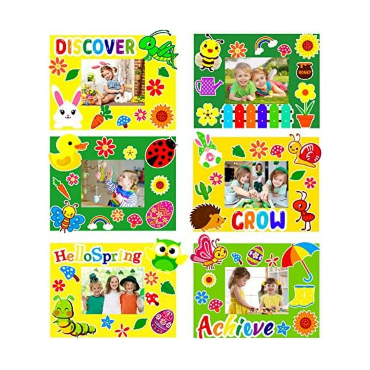 chiazllta 30 Packs Picture Frame Crafts DIY Stickers Flower Butterfly Spring Summer Craft Kits for Kids Bulk Art Craft Party Favors Home Back to School Classroom Activities Bulletin Board Decorations