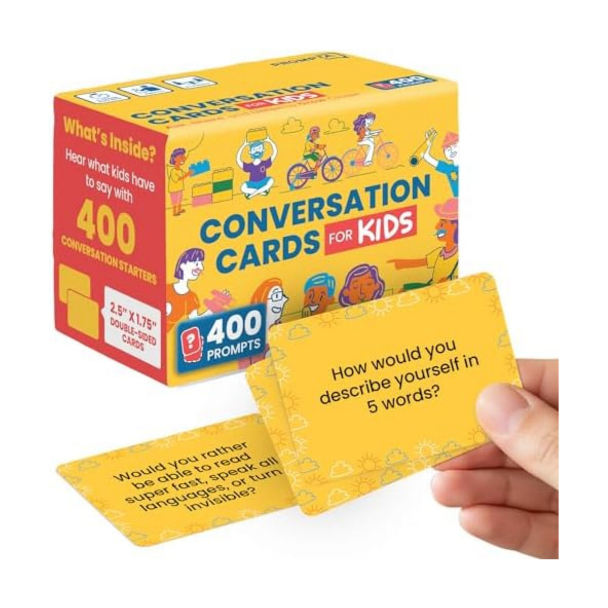 Prompta 400 Conversation Cards for Kids 5-13 - Family Dinner and Road Trips
