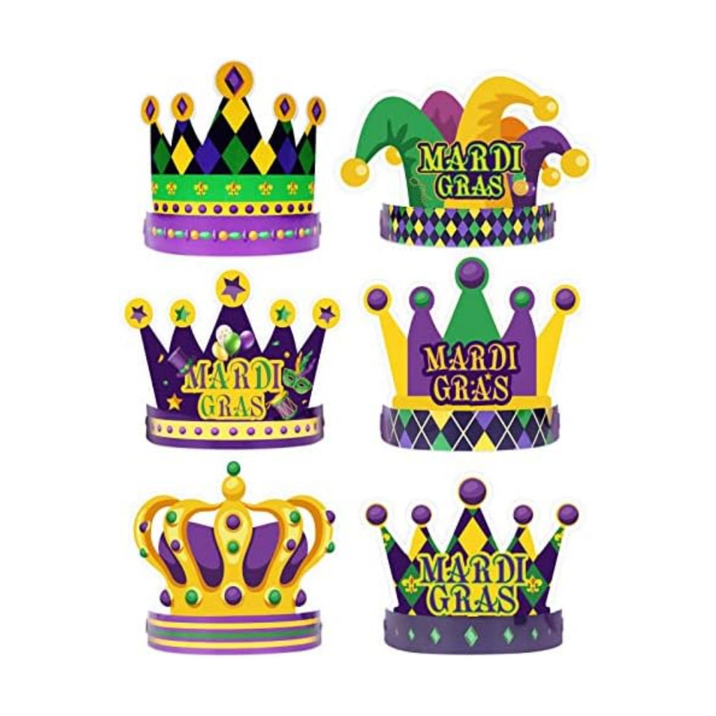 chiazllta 24 Pcs Mardi Gras Crown Kits Carnival Party Paper Hat For Kids Adults Mardi Gras Jester Favors Supplies Decoration