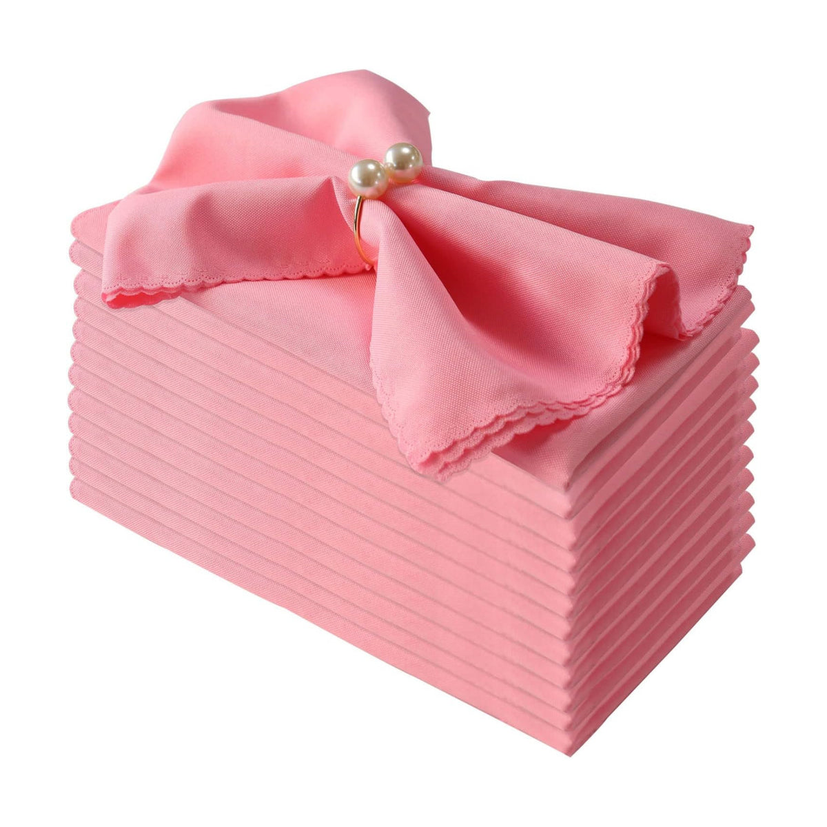 Polyester Napkins Set of 12, Pink Washable Reusable Napkins, Perfect for Valentine's Day Wedding, Thanksgiving or Any Holiday