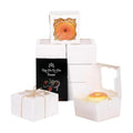 qiqee Bakery Box with Window 4x4x2.5 4*4*2.5inch/100Packs White Macaron Boxes Small Donut Pastry Boxes for Party Mini Cookie Boxes(5 Diferent Gift Include)