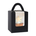 qiqee Auto Pop-up Black Cupcake Boxes Individual 100 Packs Cupcake Holders Disposable Single Cupcake Boxes with Window 3.7"x3.7"x4.5" Cupcake Containers
