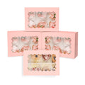 qiqee Pink Auto-pop up 6 Cupcake Boxes with Window 30 Packs Cupcake Box 9.4"x6.1"x3.3" Bakery Boxes For Cupcakes Carrier, Cupcake Containers