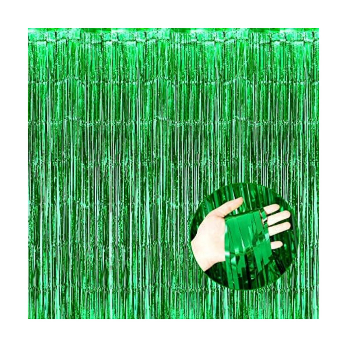 4 Pack Green Foil Fringe Curtain Backdrop, 3.28Ft x 8.2Ft Metallic Tinsel Foil Fringe Streamer Curtains for Photo Booth Props Decor Party Supplies