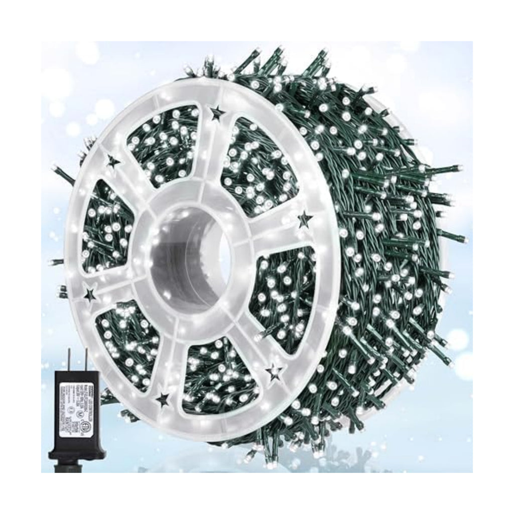164Ft 500 LED White Christmas Lights, Waterproof 8 Twinkle with Memory Functions Christmas Tree Lights for Indoor Outdoor Christmas Tree Garden Decoration (164FT, White)