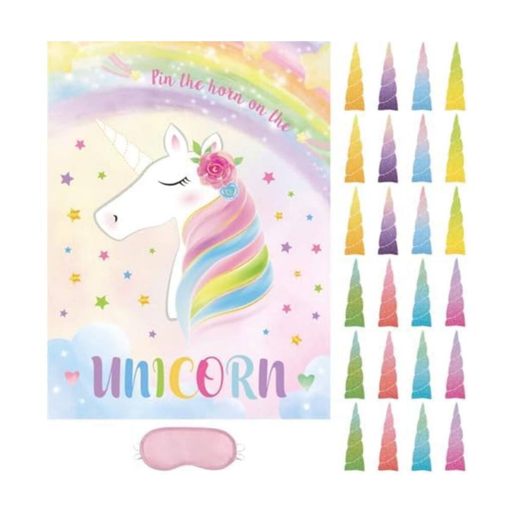 WERNNSAI Pin the Horn on the Unicorn Game Unicorn Birthday Decorations