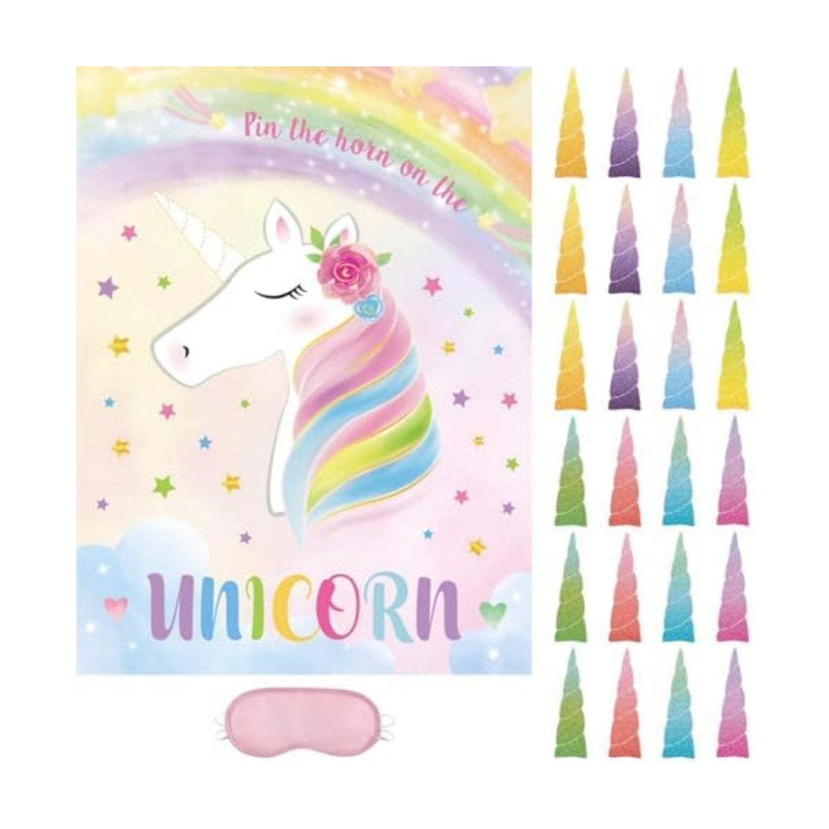 WERNNSAI Pin the Horn on the Unicorn Game Unicorn Birthday Decorations