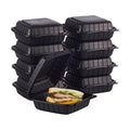 8X8" 1-Compartment 50-Pack Plastic Clamshell To Go Containers Food Carryout Lunch Box Packaging For Sandwich Salad Heavy Duty Disposable Restaurant Service Catering Meal Hinged With Secure Snap Lid