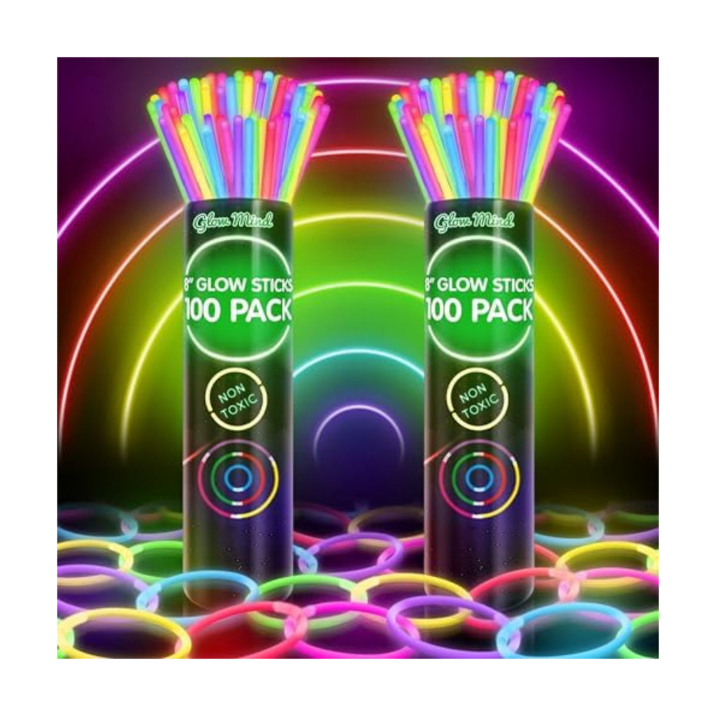 200 Glow Sticks Bulk Party Pack, 8" Halloween Glow Bracelets and Necklaces