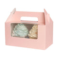 qiqee Pink Cupcake Box Two Holder 6.5x3.6x3.5inch(2.2" Top) 50pcs 2 Cupcake Boxes With Window