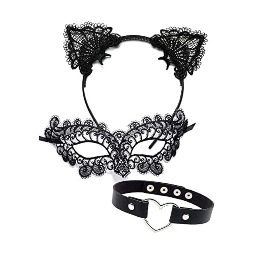 Cat Woman Mask, Cat Lingerie Sexy Black Cat Costume Accessories for Women