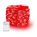 Dazzle Bright Fairy Lights Battery Operated, 20 FT 60 LED Silver Wire Waterproof Battery Operated String Lights, Christmas Decorations for Indoor Outdoor Bedroom Yard Decor, Red