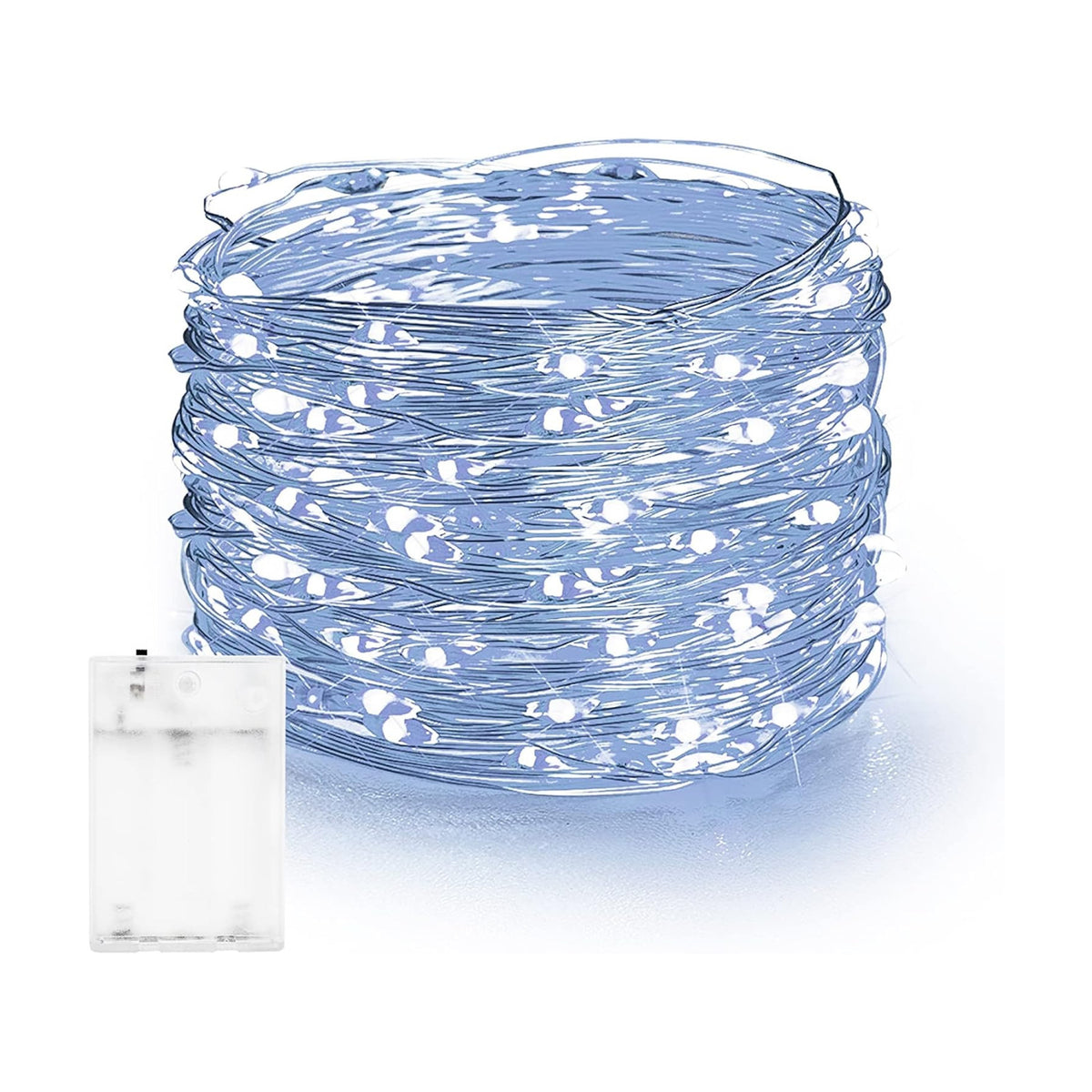 Dazzle Bright Fairy Lights Battery Operated, 20 FT 60 LED Silver Wire Waterproof Battery Operated String Lights, Christmas Decorations for Indoor Outdoor Bedroom Yard Decor, White