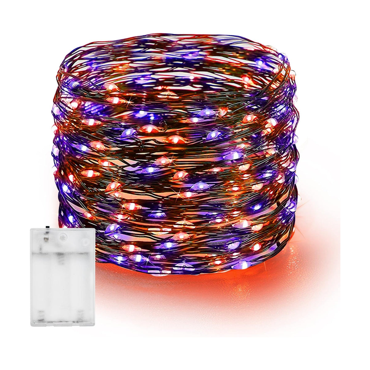 Dazzle Bright Halloween Fairy String Lights, 20FT 60 LED Copper Wire Battery Operated Waterproof Lights, Halloween Decorations for Indoor Home Outdoor Patio Yard Party Decor (Purple and Orange)