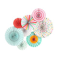 Hanging Paper Fans Party Set, Round Paper Fan Party Decoration, Set of 8 Decorative Flowers for Birthday Baby Boy Shower Graduation Wedding Classroom Décor (Spring)