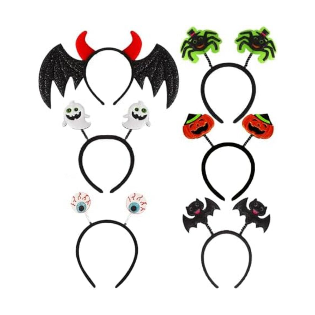 CCINEE 6 Pack Halloween Headbands Assorted Element Costume Headbands Eyeball Bat Spider Ghost Pumpkin Head Wears for Halloween Party Supply Cosplay Decoration