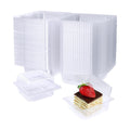 Jizvxe 100 Pack Clear Plastic Square Hinged Food Container,Disposable Plastic To Go Containers with Clear Lids,Cake Slice Containers Clamshell Takeout Tray for Pastry,Salad,Dessert(5.1"x 4.7"x 2.8")