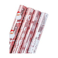 WRAPAHOLIC 30 Inch Christmas Wrapping Paper Roll - Jumbo Roll Rose Gold Santa, Snowflakes and Reindeer Holiday Collection with Metallic Foil Shine - 4 Rolls - 30 Inch x 120 Inch Per Roll