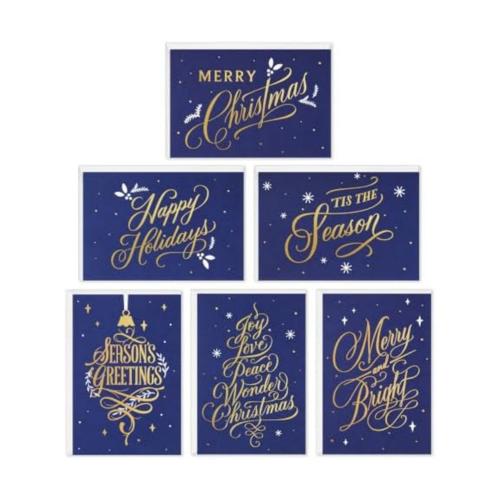 Hallmark Bulk Christmas Cards, Assorted 72-Pack (Blue and Gold)