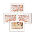 qiqee White 6 Cupcake Boxes with Window Auto-pop up 30 Packs Cupcake Box 9.4"x6.1"x3.3" Bakery Boxes For Cupcakes Carrier, Cupcake Containers