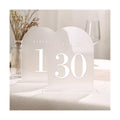 UNIQOOO Frosted Arch Wedding Table Numbers with Stands 1-30, 5x7" Acrylic Display Signs and Holders, Pack of 30, Perfect for Centerpiece, Reception, Decoration, Party, Anniversary, Event