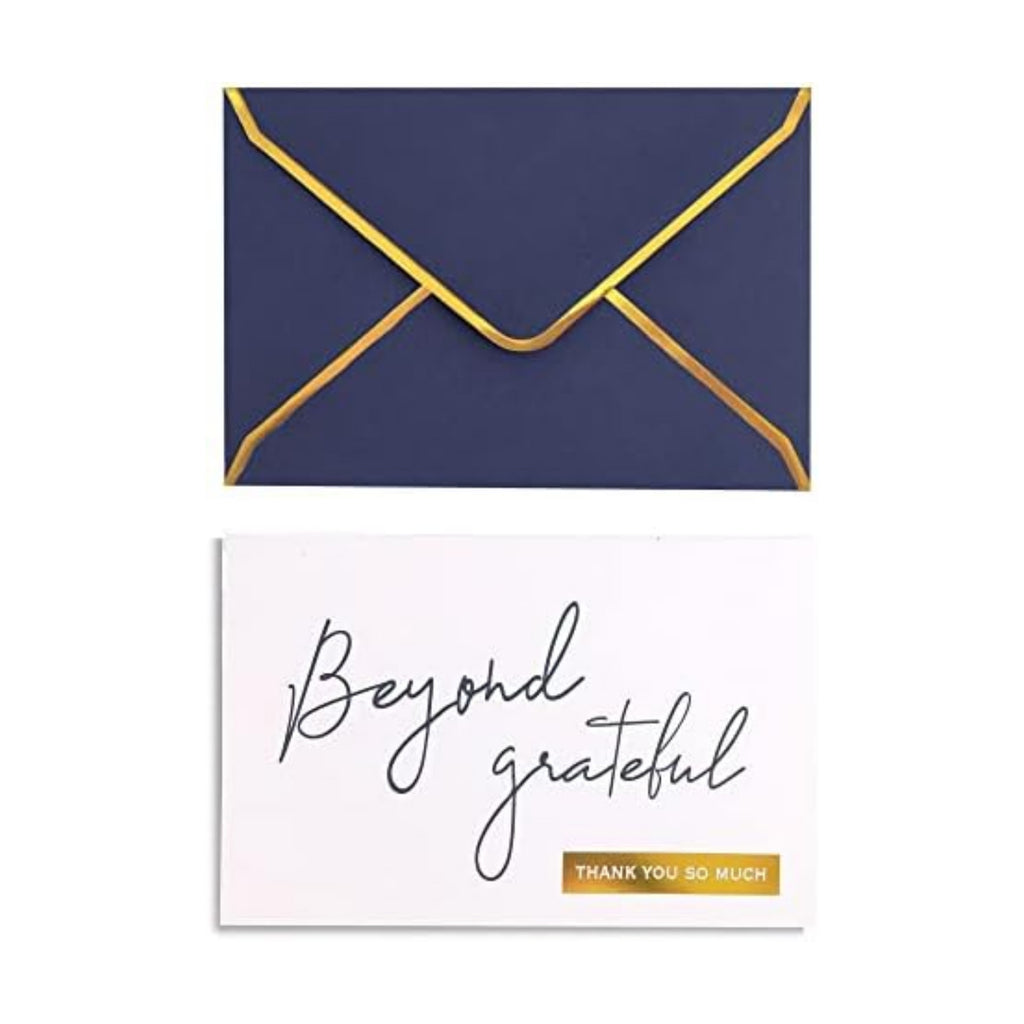 Navy Beyond Grateful Thank You Cards with Envelopes - 36 PK - Navy Thank You Notes with Gold Foil Letterpress 4x6 Inches Blank Note Cards for Business Graduation Wedding Baby Shower Funeral Sympathy