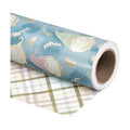 WRAPAHOLIC Reversible Christmas Wrapping Paper - Mini Roll - 17 Inch x 33 Feet - Blue Purple Gnome and Plaid Design with Metallic Foil Shine for Holiday, Party, Celebration