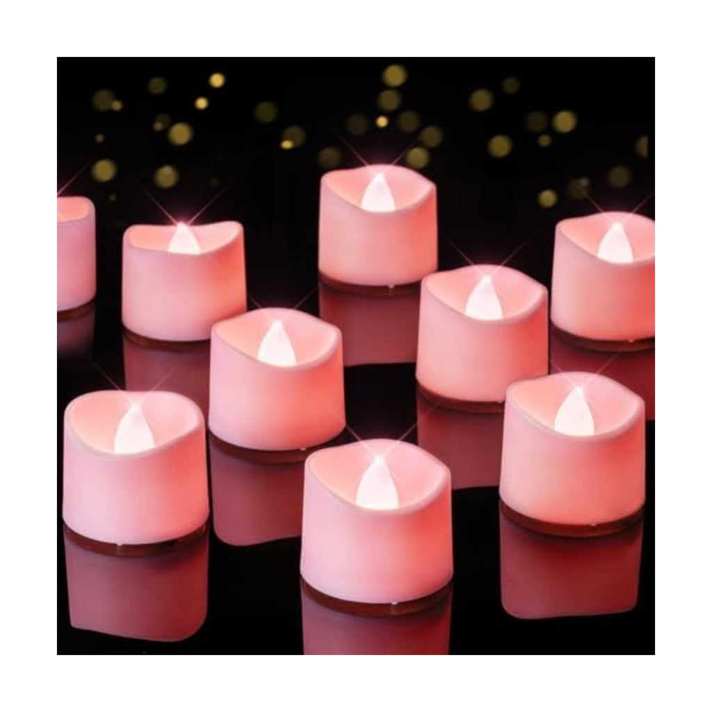 Homemory 24-Pack Pink Flameless Battery Tea Light Candles, 200+ Hours