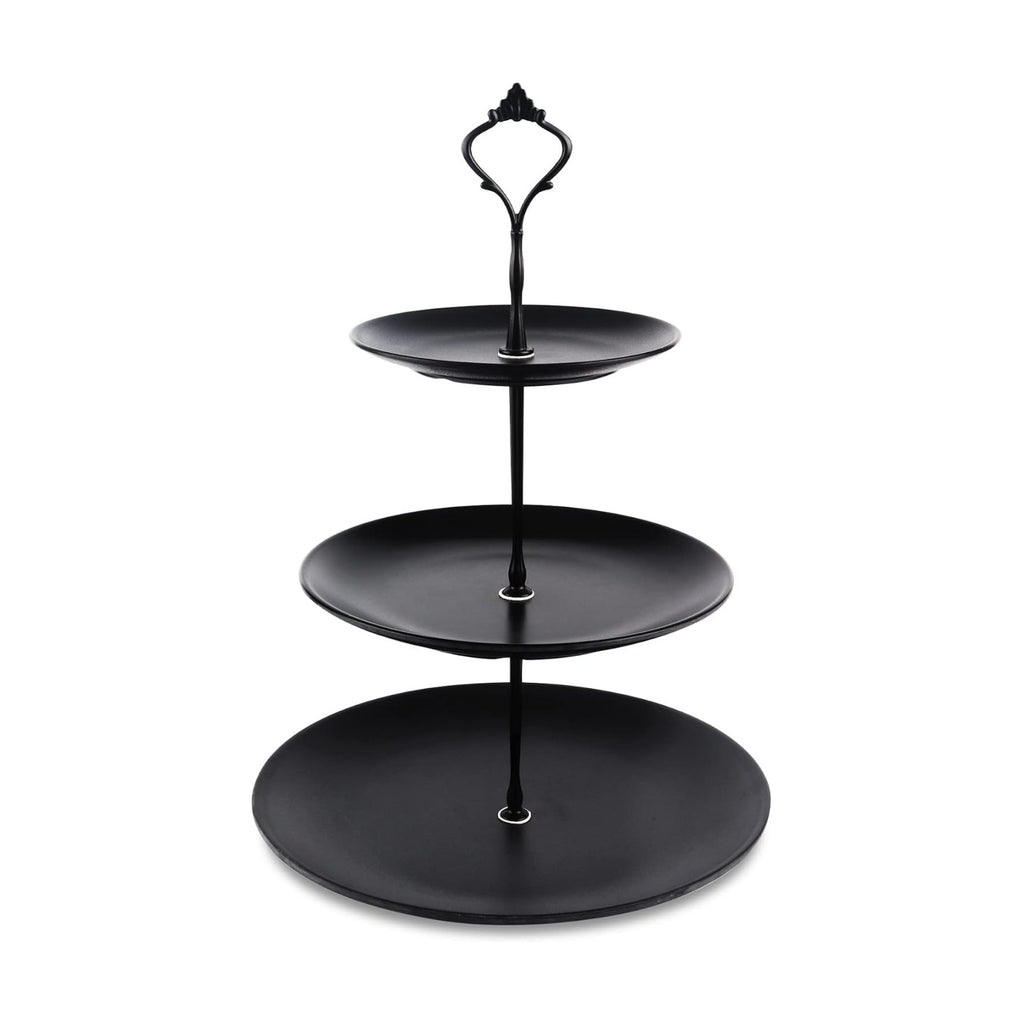 Lucky Will Black Tiered Dessert Serving Tray for Kid's Party Supplies Favors 3 Tier Cupcake Cake Stand for Birthday Tea Afternoon Halloween Christmas Candy Bar