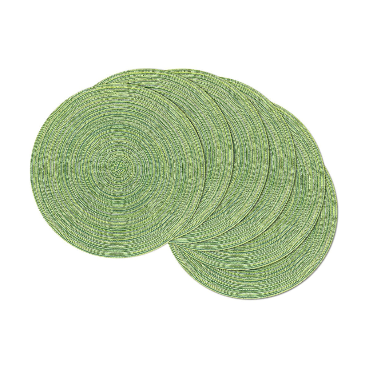 SHACOS Round Placemats Set of 8 Washable 15 inch Round Table Mats Braided Non Slip Fabric Place Mats for Dining Table Indoor Outdoor (Mixed Color Pea Green, 8)