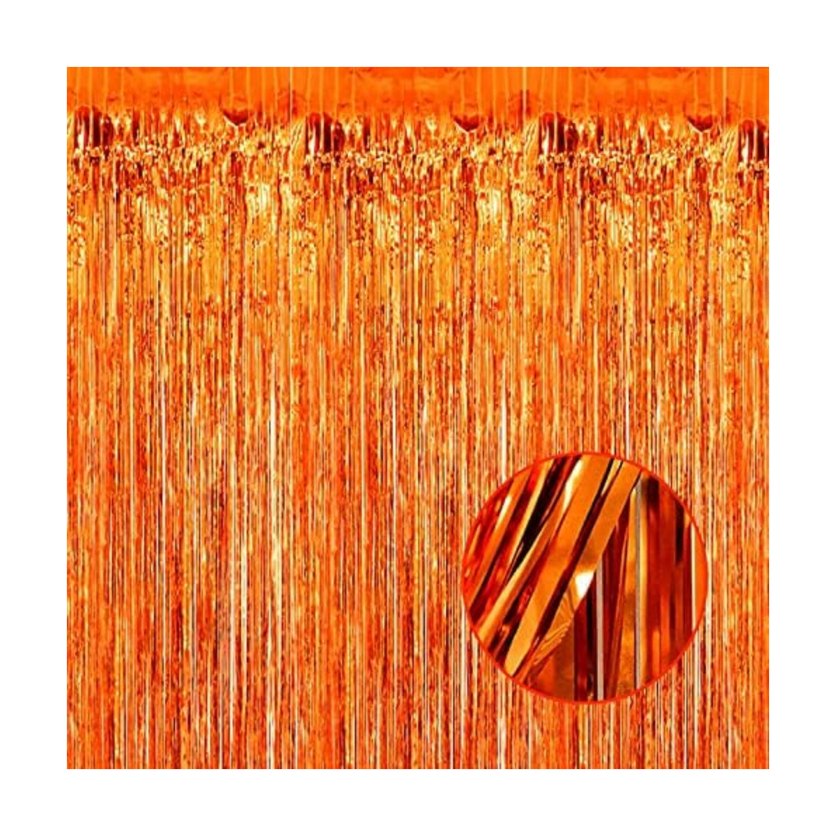 4 Pack Orange Foil Fringe Curtain Backdrop, 3.28Ftx8.2Ft Metallic Tinsel Foil Fringe Streamers Curtains for Party, Photo Booth Props, Birthday, 2022 Mother's Day Decoration Supplies