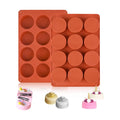 Sakolla 2 Pack Round Chocolate Cookie Molds, 12 Cavity 2.1" Cylinder Silicone Mold for Chocolate Cookie, Cake, Candy, Pudding, Mini Soap (Brown)