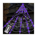 Spider Web Halloween Decorations Outdoor Lights, 125 Purple LED Light Up 16.4Ft Giant Spiderweb & 60" Large Spider & 22 Small Spiders & 20g Stretch Cobweb, 8 Modes Lighted Decor for Yard Outside