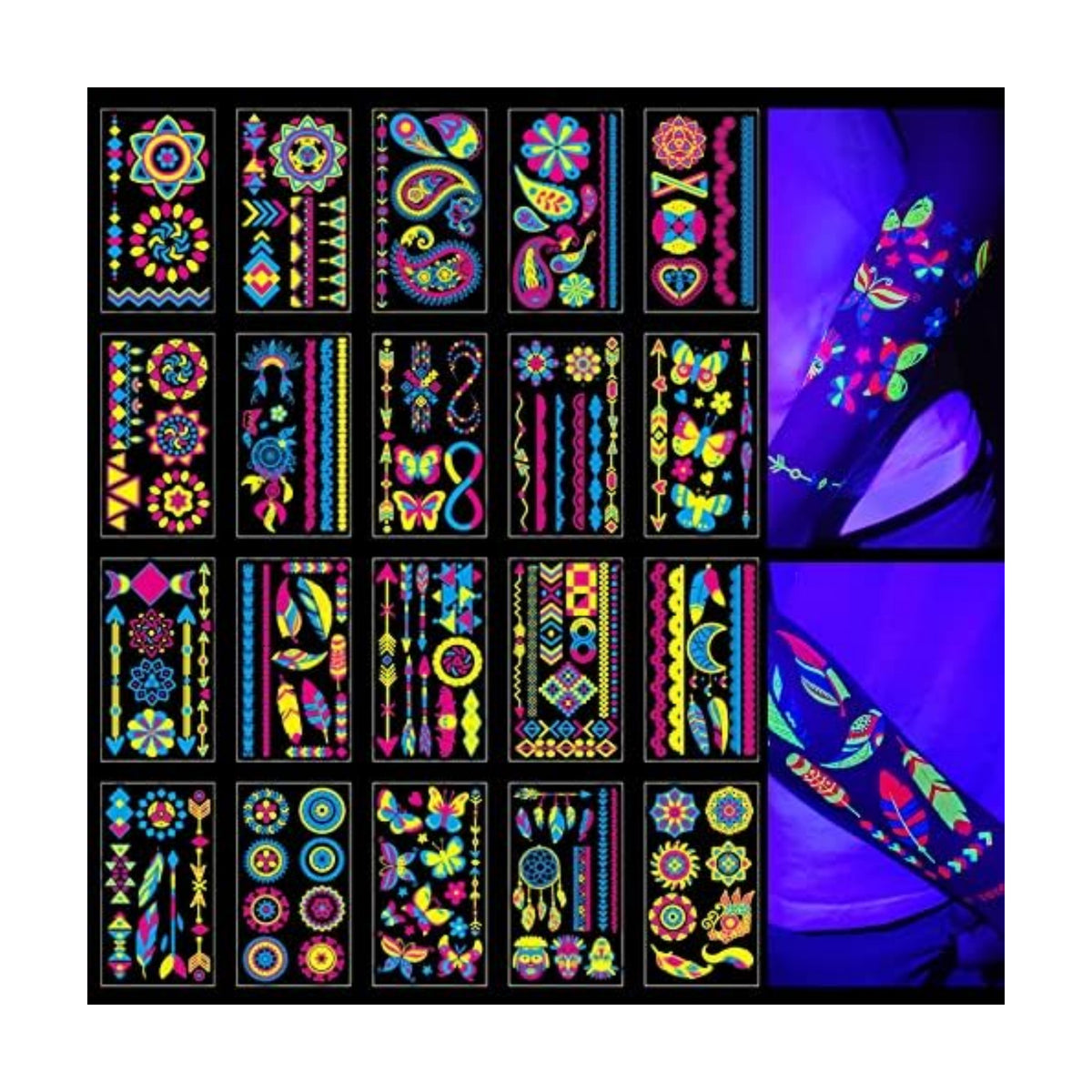 TATUWST Glow in the Dark Tattoos 172 PCS Glow in the Dark Party Supplies