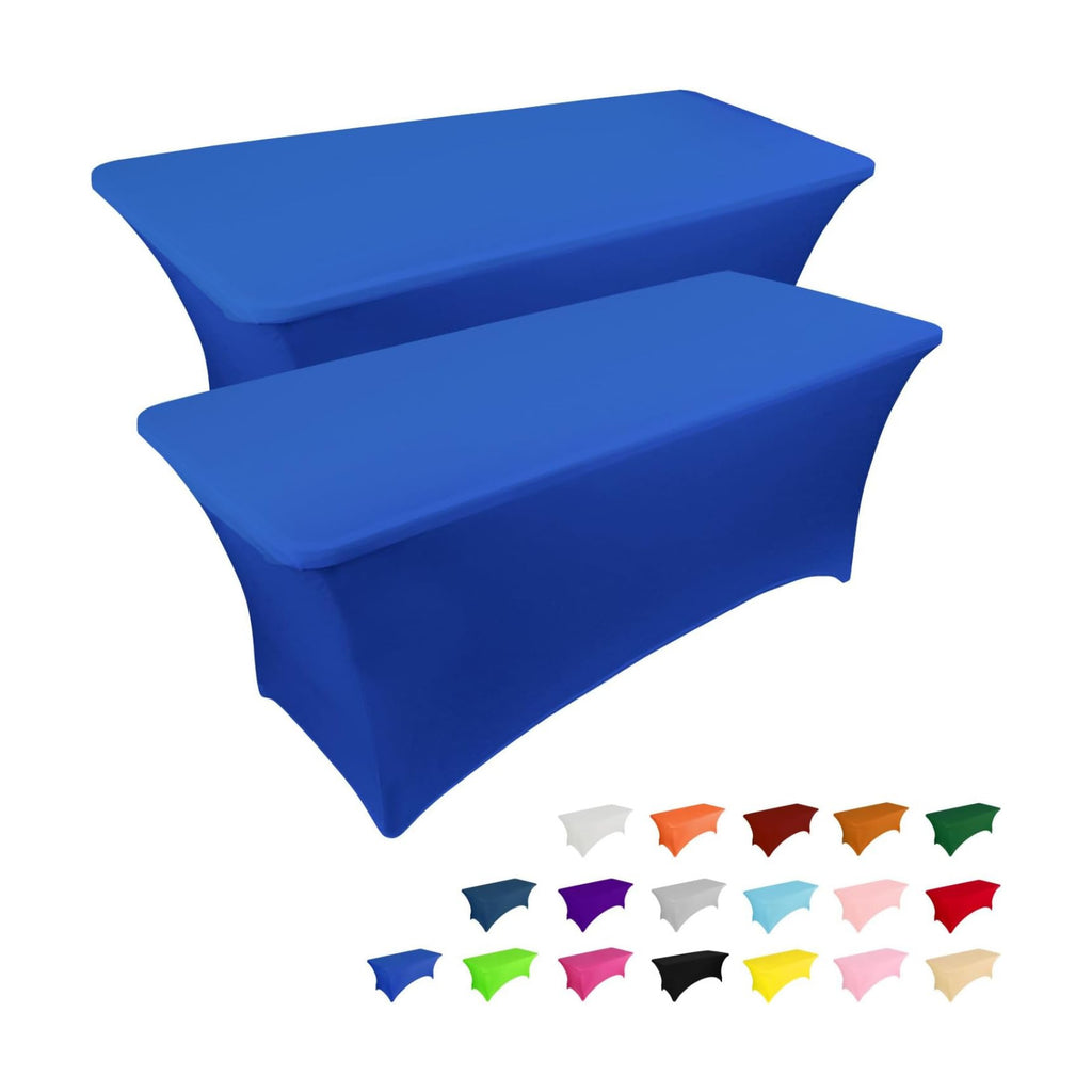 IVAPUPU 2 Pack 6FT Table Cloth for Rectangular Spandex Royal Blue Cover