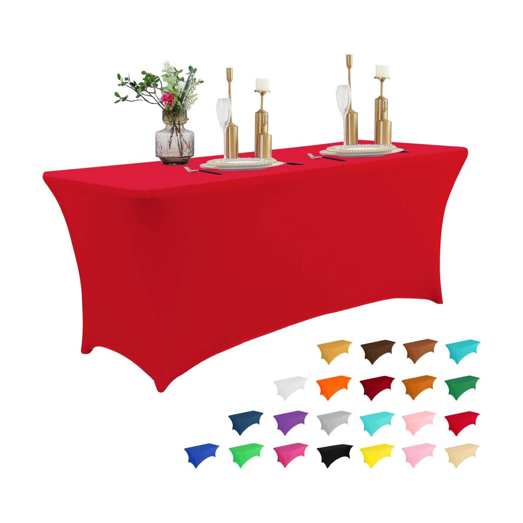 IVAPUPU 8FT Table Cloth for Rectangular Spandex Red Table Cover