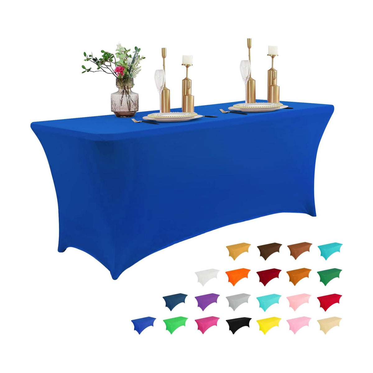 IVAPUPU 6FT Table Cloth for Rectangular Spandex Royal Blue Table Cover