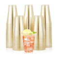 JOLLY CHEF 100 Pack 14 oz Gold Disposable Gold Glitter Plastic Cups Party Cups,Ideal for Halloween,Thanksgiving,Christmas