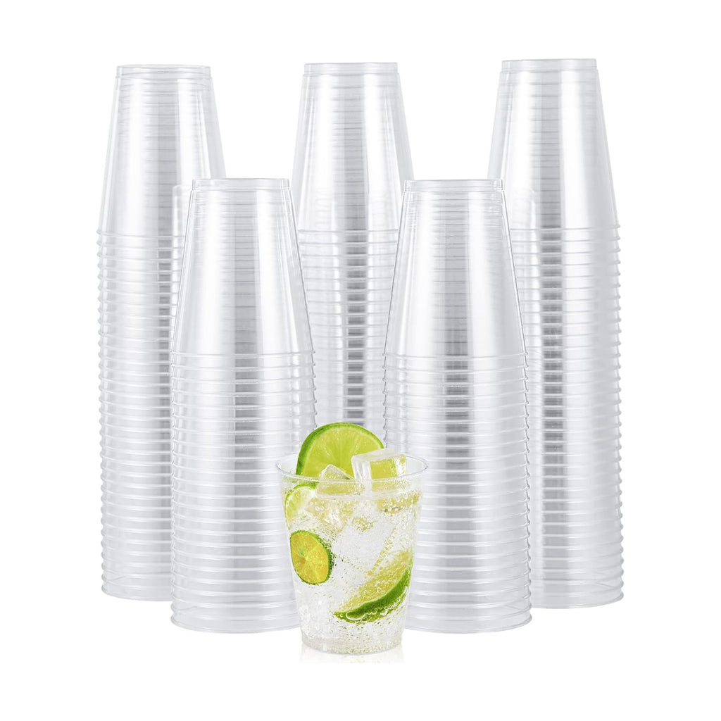 JOLLY CHEF 8 oz Clear Disposable Plastic Cups, 200 Pack Heavy-duty Clear Plastic Cups Perfect for Wedding, Thanksgiving, Christmas, Halloween Party