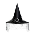 Edoneery Halloween Witch Hat for Women, Mesh Lace Cosplay Costume Accessory