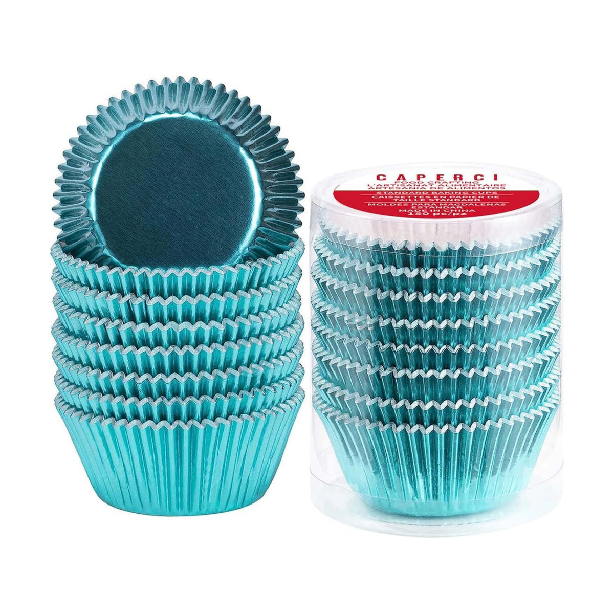 Caperci Sky Blue Foil Cupcake Muffin Liners Standard Baking Cups 150pcs